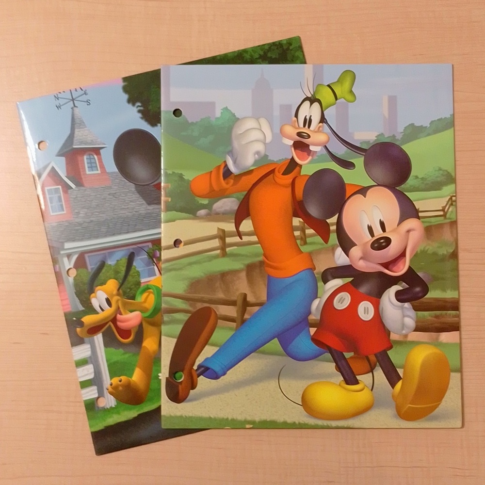 *2/$10* 2 Disney Mickey Mouse Goofy Binder File Folders